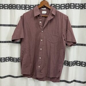 J.Crew Mens Short Sleeve Button Down Casual Shirt Rosewood Cotton Y2K retro